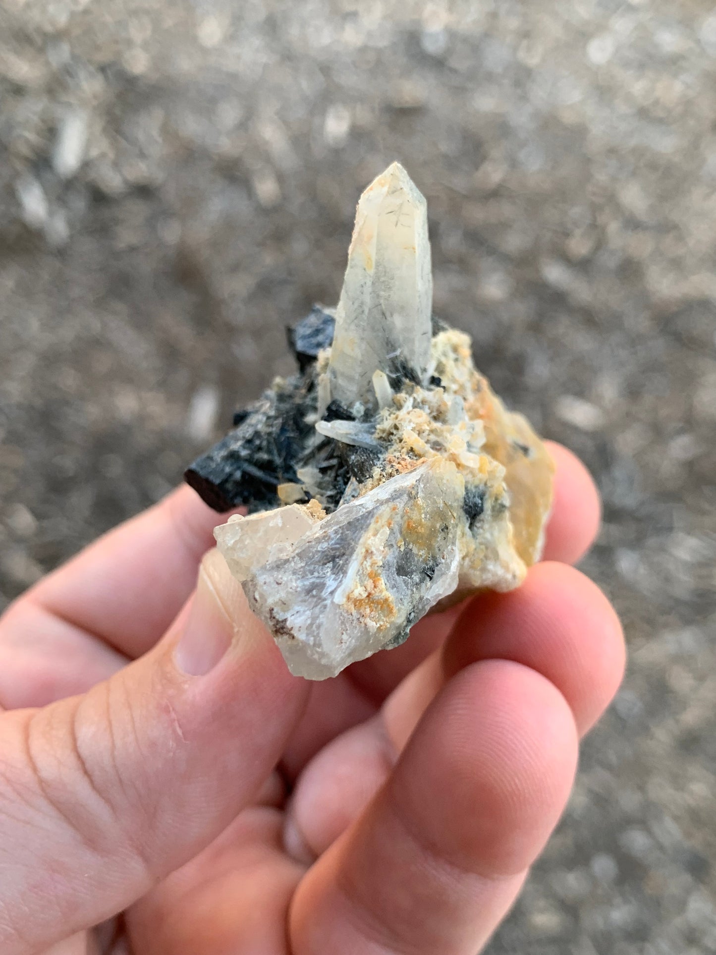 Milky Smoky Quartz and Schorl Cluster Namibian Mineral Specimen