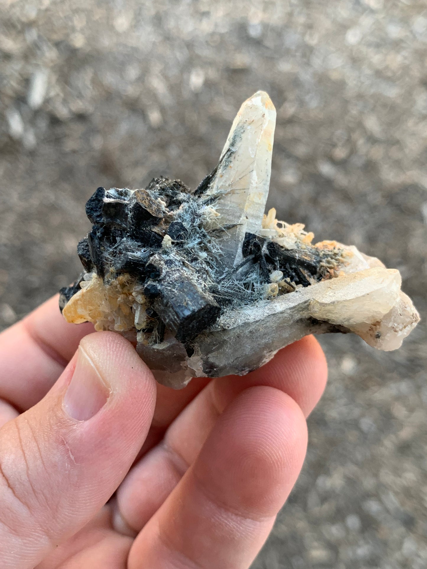 Milky Smoky Quartz and Schorl Cluster Namibian Mineral Specimen