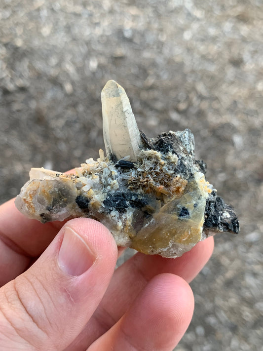 Milky Smoky Quartz and Schorl Cluster Namibian Mineral Specimen