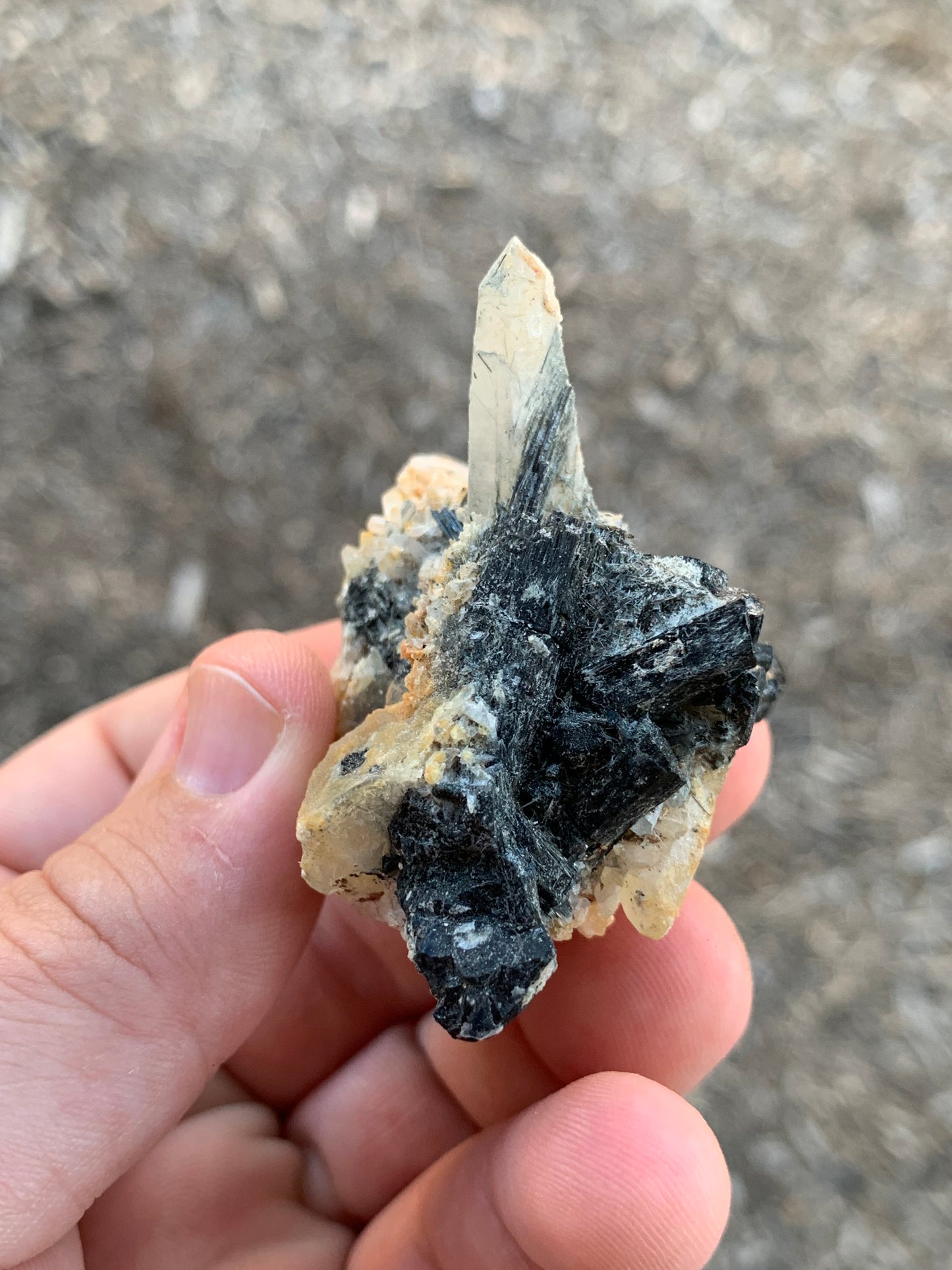 Milky Smoky Quartz and Schorl Cluster Namibian Mineral Specimen